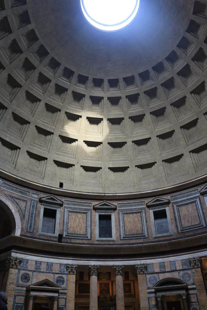 Dome from the inside with a huge hole in the top where light comes through