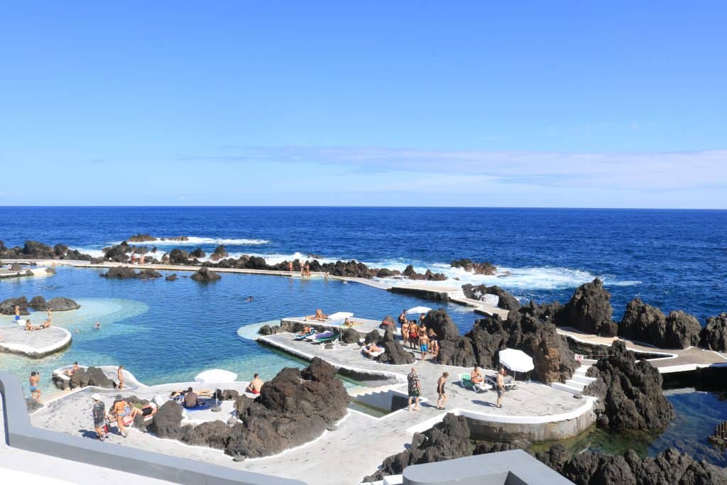 Natural swimming pool with some people