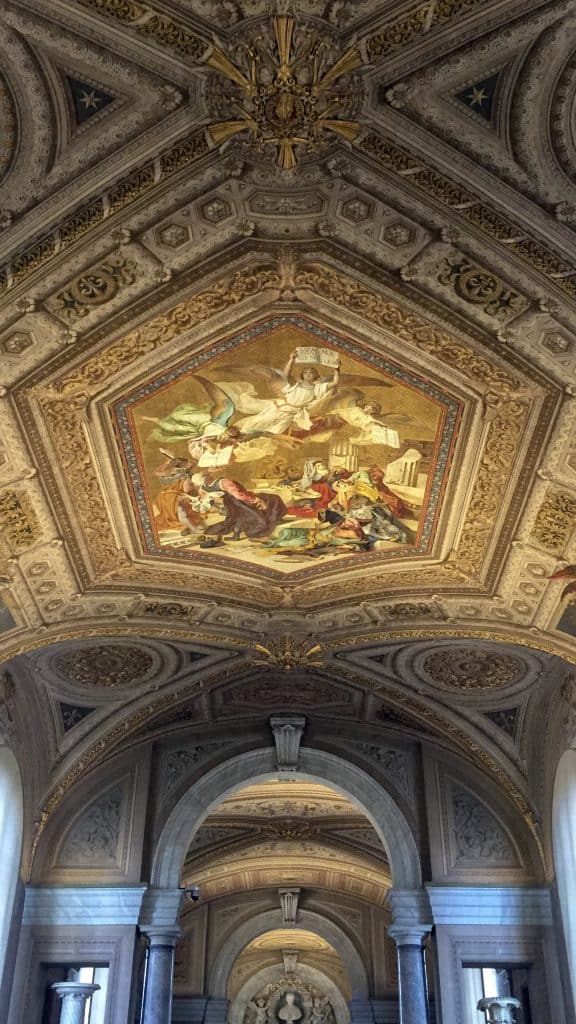 Ceiling painted with angels inside the vatican museum