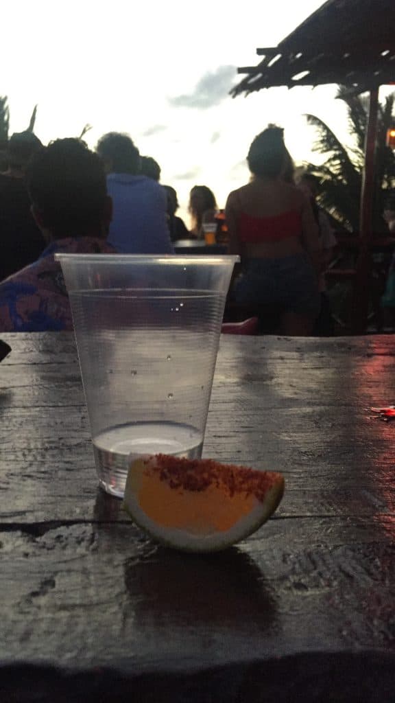 Shot of mezcal in Tulum