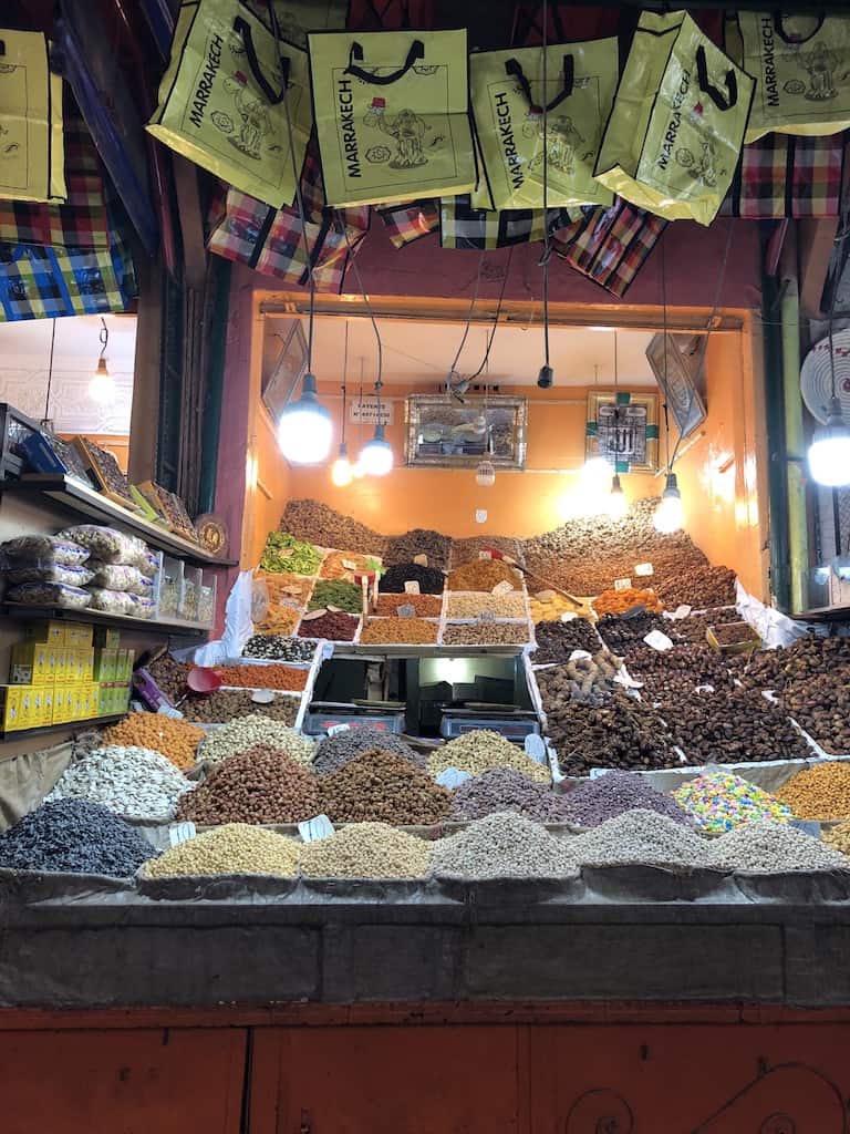 Stall of herbs in souks of marrakech
